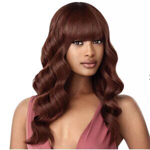Gorgeous and Soft Wavy Wig with Bangs Ginger Orange Ombre